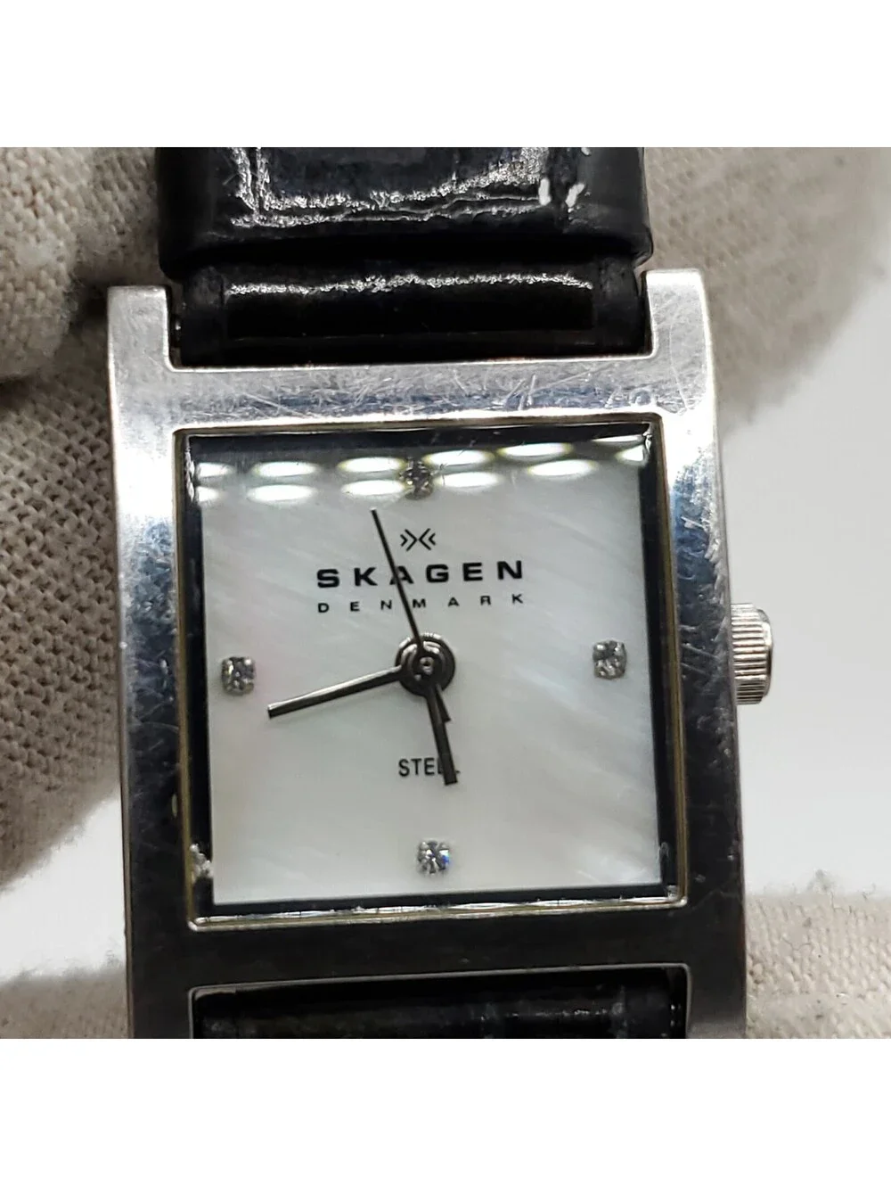 Skagen Womens Watch 20mm New Battery MOP Dial 528sslb4cr Square